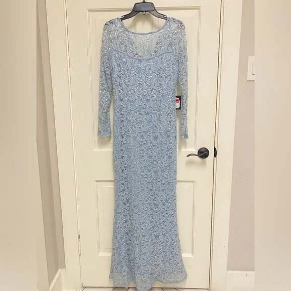 Ice blue NWT lace and sequin maxi gown - Picture 1 of 4